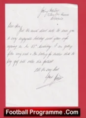 Manchester United Johnny Downie Autographed Signed Letter