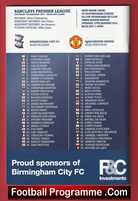Birmingham City v Manchester United 2010 Man Utd - Image 2