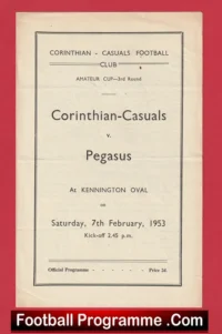 Corinthian Casuals v Pegasus 1953 – Amateur Cup