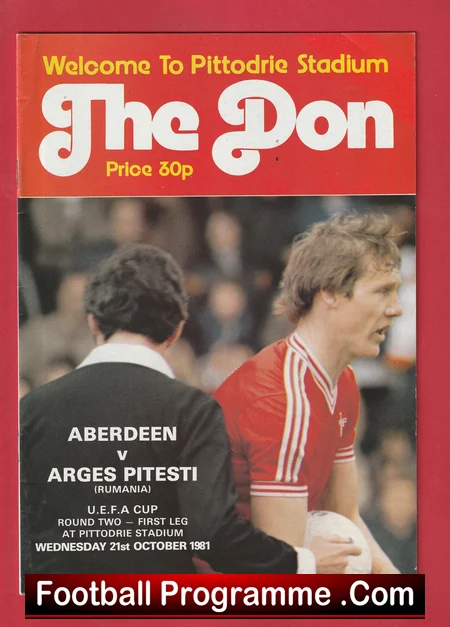 Aberdeen v Arges Pitesti 1981 football programme