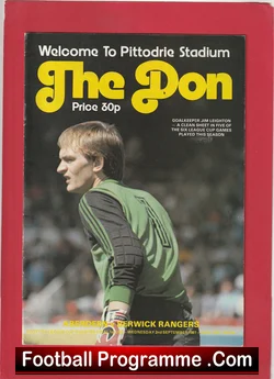 Aberdeen v Berwick Rangers 1981 League Cup football programme