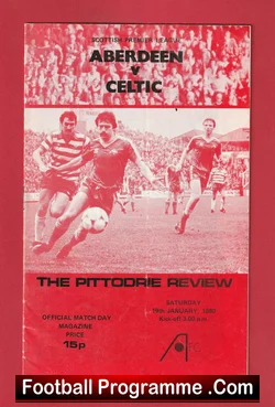 Aberdeen v Celtic 1980 football programme