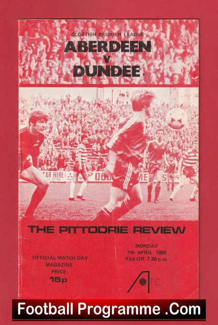 Aberdeen v Dundee 1980 football programme