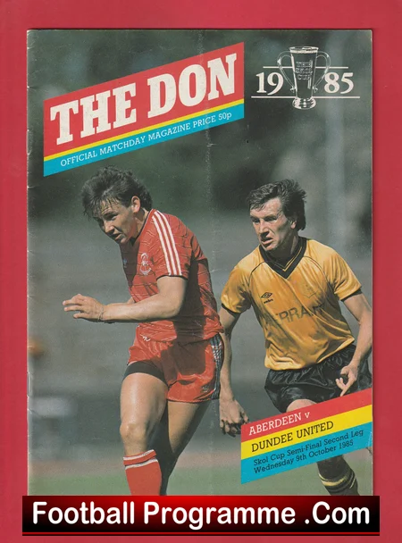 Aberdeen v Dundee United 1985 football programme
