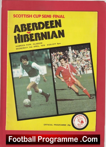 Aberdeen v Hibernian 1979 Scottish Cup Semi Final football programme
