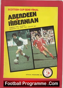 Aberdeen v Hibernian 1979 Scottish Cup Semi Final football programme