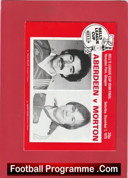Aberdeen v Morton 1979 League Cup Semi Final football programme