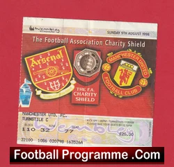 Arsenal v Manchester United 1998 football ticket