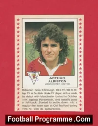 Arthur Albiston Signed Picture Sticker Manchester United 1979