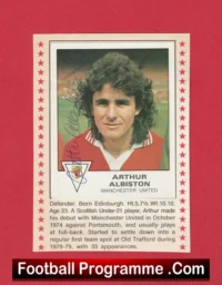 Arthur Albiston Signed Picture Sticker Manchester United 1979