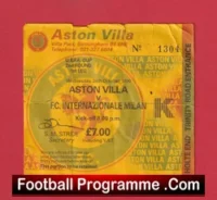 Aston Villa v Inter Milan 1990 – UEFA Cup Ticket