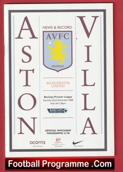 Aston Villa v Manchester United 2007 - Man Utd - football programme