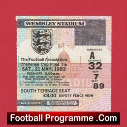 Brighton v Manchester United 1983 football ticket