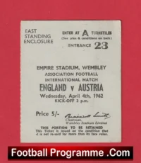 England v Austria 1962 – Football Ticket Roger Hunt Debut