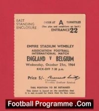 England v Belgium 1964 – Football Ticket Terry Venables Debut
