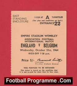 England v Belgium 1964 football ticket
