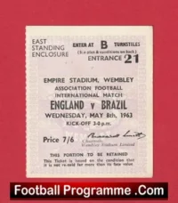 England v Brazil 1963 – Football Ticket