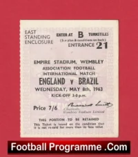 England v Brazil 1963 – Football Ticket