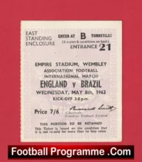 England v Brazil 1963 – Football Ticket