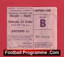 England v France 1962 football ticket