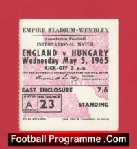 England v Hungary 1965 – Football Ticket