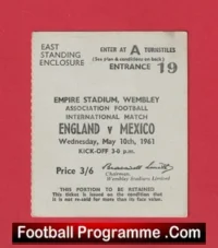 England v Mexico 1961 – Football Ticket 8-0 Win