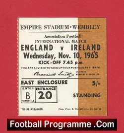 England v Northern Ireland 1965 football ticket