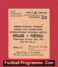 England v Portugal 1961 – Football Ticket World Cup Qualifier