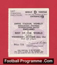 England v Rest of the World 1963 – Football Ticket FA Centenary