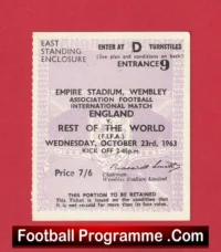 England v Rest of the World 1963 – Football Ticket FA Centenary