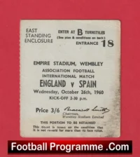England v Spain 1960 – Football Ticket Di Stefano