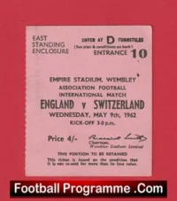 England v Switzerland 1962 – Football Ticket