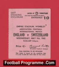 England v Switzerland 1962 – Football Ticket