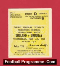 England v Uruguay 1964 – Football Ticket
