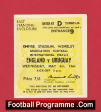 England v Uruguay 1964 – Football Ticket