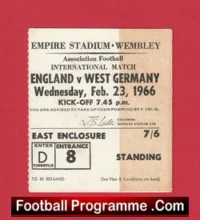 England v West Germany 1966 – Football Ticket Geoff Hurst Debut