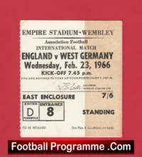 England v West Germany 1966 – Football Ticket Geoff Hurst Debut