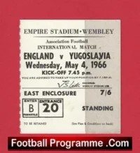England v Yugoslavia 1966 – Football Ticket Martin Peters Debut