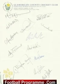 Glamorgan County Cricket Club Multi Signed Autographed Sheet 1996
