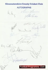 Gloucestershire County Cricket Club Multi Signed Autographed Sheet 1996