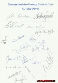 Gloucestershire County Cricket Club Multi Signed Autographed Sheet 1996 97