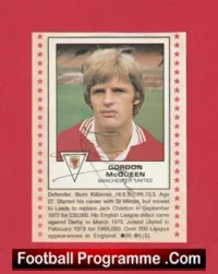 Gordon McQueen Signed Picture Sticker Manchester United 1979