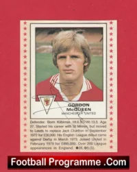 Gordon McQueen Signed Picture Sticker Manchester United 1979