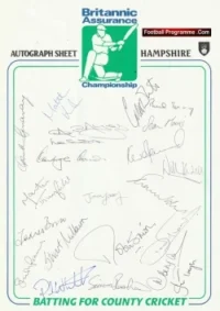 Hampshire County Cricket Club Multi Signed Autographed Sheet 1996