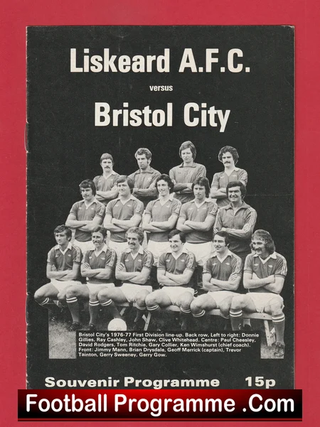 Liskeard Athletic v Bristol City 1977 football programme
