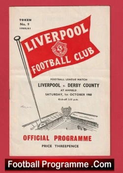 Liverpool v Derby County 1960 football programme
