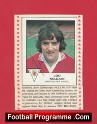 Lou Macari Signed Picture Sticker Manchester United 1979