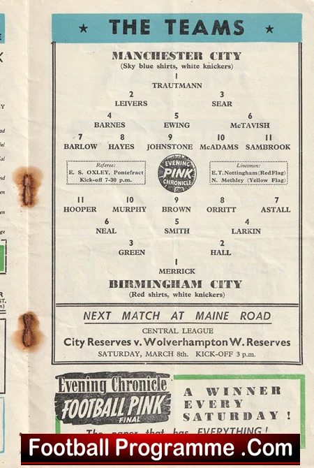 Manchester City v Birmingham City 1958 - Man City - Image 2