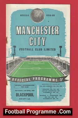 Manchester City v Blackpool 1959 - Man City - football programme