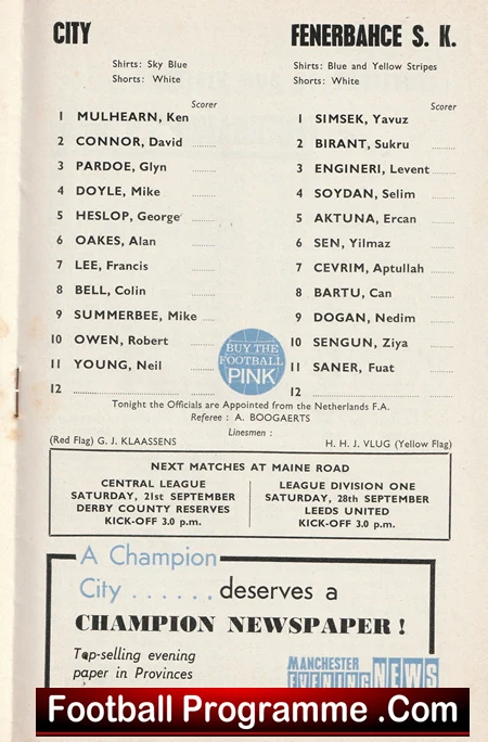 Manchester City v Fenerbahce 1968 - UEFA Cup - Image 2